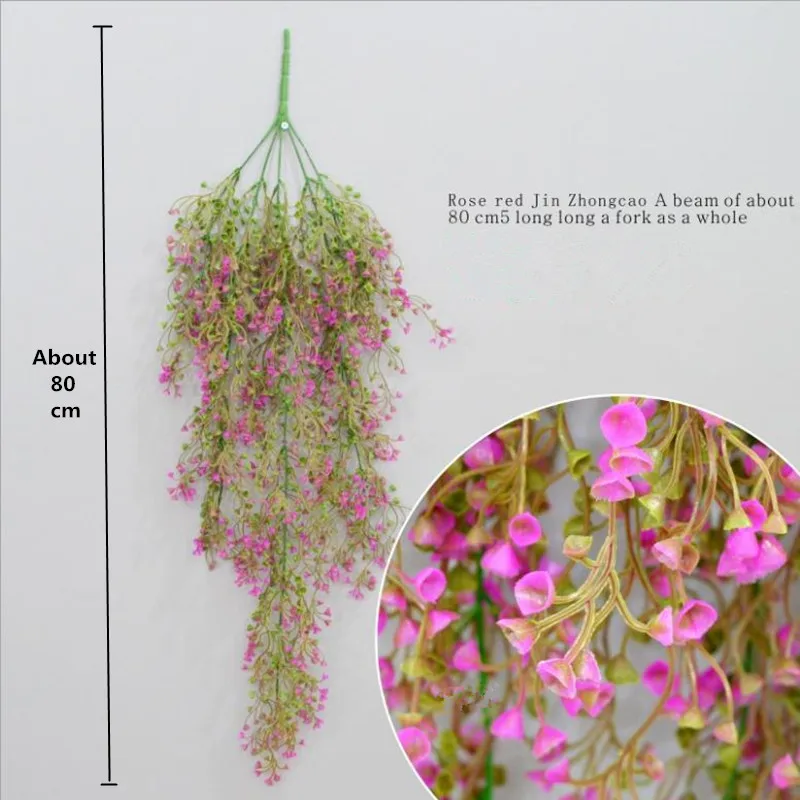 Flone A Bunch Of 5 Branches Artificial Flower Hanging Orchid Rattan Fake Flower Plastic Wall Hanging Home Restaurant Decoration (6)