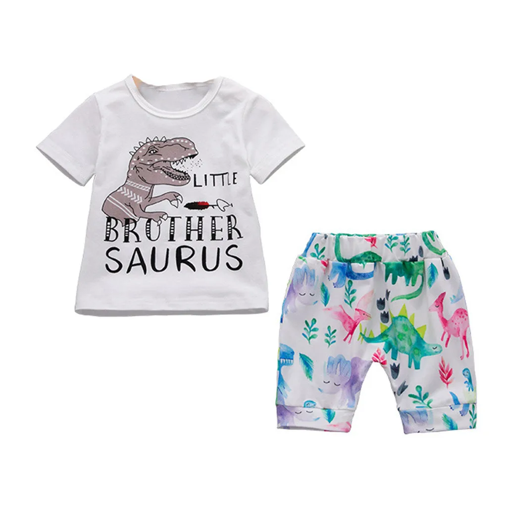 Детская одежда для маленьких мальчиков футболка топы с надписью и динозавром