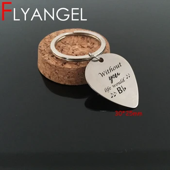 FLYANGEL Fashion Guitar Pick Keychain Jewelry Cute Stamped Musical Notation Without You Life Car Key Tag Women man Bag Charm
FLYANGEL Fashion Guitar Pick Keychain Jewelry Cute Stamped Musical Notation Without You Life Car Key Tag Women man Bag Charm