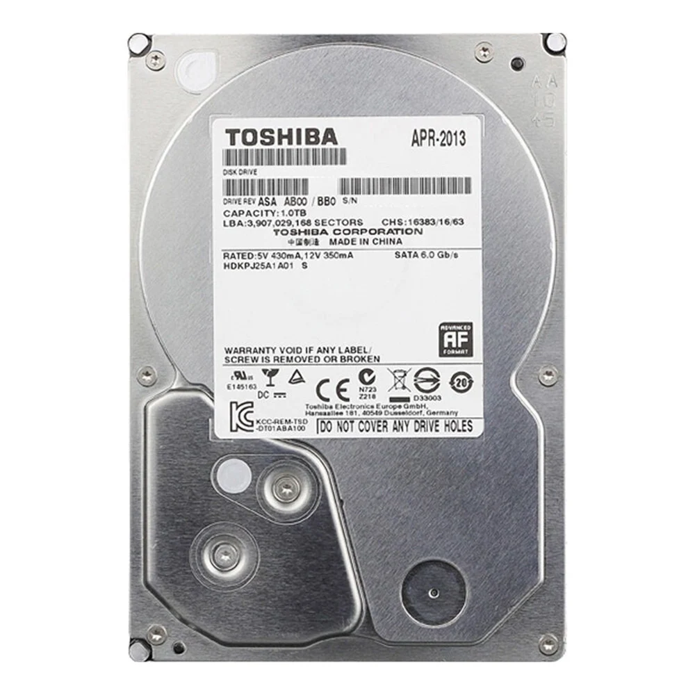 TOSHIBA 1TB Video Surveillance 5700 RPM SATA 6Gb/s 3.5" 32MB Cache HDD Internal Hard Disk Drive for Security System DT01ABA100V
TOSHIBA 1TB Video Surveillance 5700 RPM SATA 6Gb/s 3.5" 32MB Cache HDD Internal Hard Disk Drive for Security System DT01ABA100V