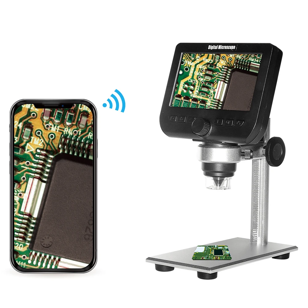KKMOON 2.0MP Multifunctional Wireless 4.3 Inch Display Screen Microscope with 8 Adjustable Brightness LED Lights Metal Bracket
KKMOON 2.0MP Multifunctional Wireless 4.3 Inch Display Screen Microscope with 8 Adjustable Brightness LED Lights Metal Bracket