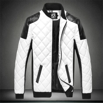 New Autumn Men's PU Cotton Jackets Black White Patchwork Leather Jacket Moto Biker Jacket Locomotive Outerwear Male Casual Coat
New Autumn Men's PU Cotton Jackets Black White Patchwork Leather Jacket Moto Biker Jacket Locomotive Outerwear Male Casual Coat