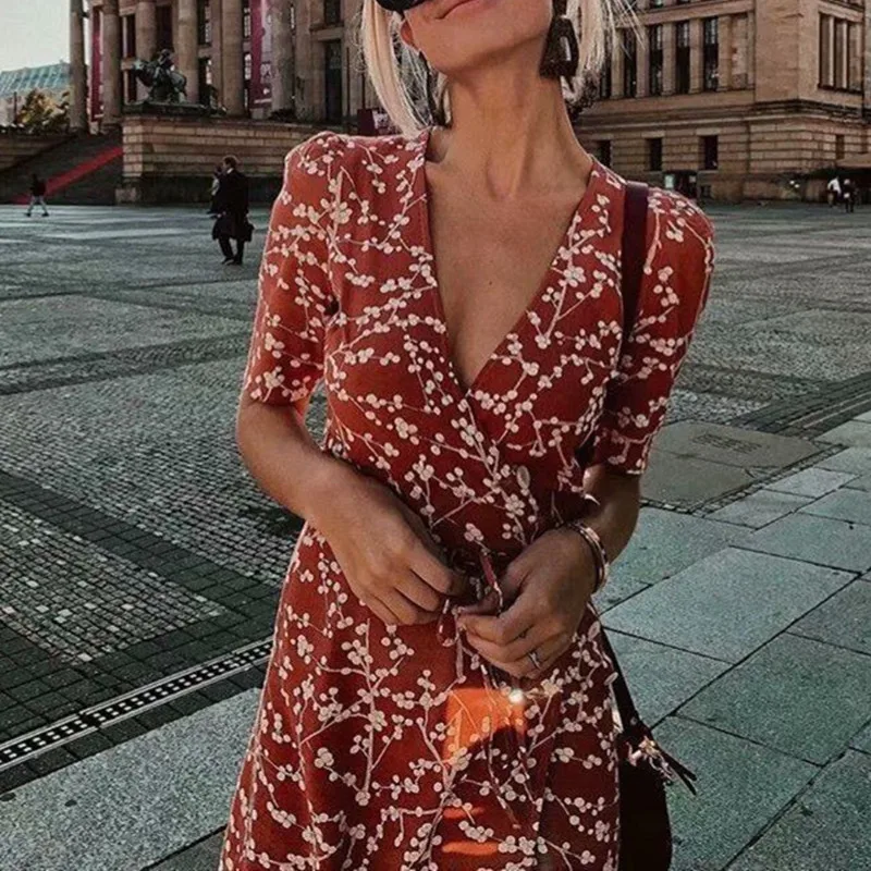 New summer Women Dress Print Wrap Dress in Long One-Piece sexy party V neck Dresses
New summer Women Dress Print Wrap Dress in Long One-Piece sexy party V neck Dresses