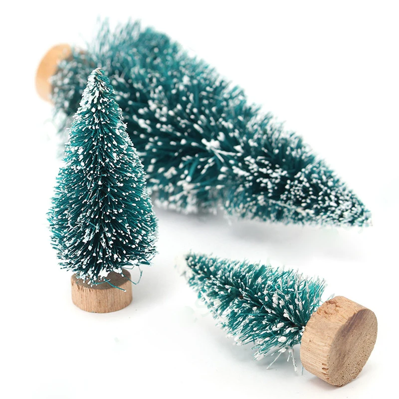 5Pcs x Mini 2019 Christmas Snow Tree Holiday Festival Gift Party Office Ornament Decor 4-12.5CM