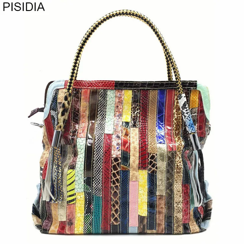 PISIDIA Feminina Bolsa Women's Genuine Leather Handbag Female Patchwork Colorful Shoulder Messenger Bag Totes Shoppers Bags
PISIDIA Feminina Bolsa Women's Genuine Leather Handbag Female Patchwork Colorful Shoulder Messenger Bag Totes Shoppers Bags