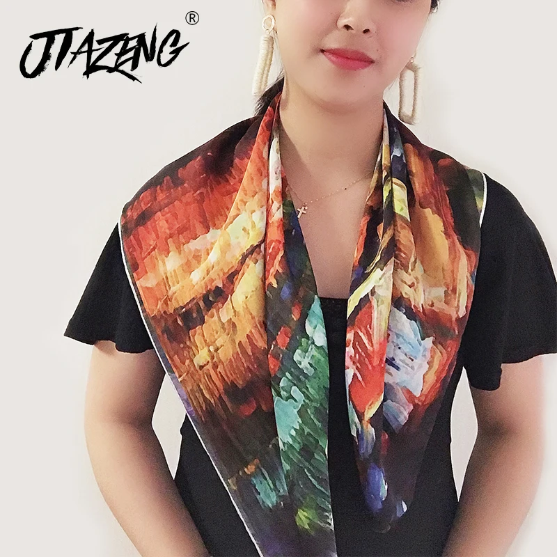Colors Oil Painting Square Scarf High Quality Silk Scarf Women Euramerican Fashion Scarf New Print Luxury Head Wrap 70*70cm
Colors Oil Painting Square Scarf High Quality Silk Scarf Women Euramerican Fashion Scarf New Print Luxury Head Wrap 70*70cm