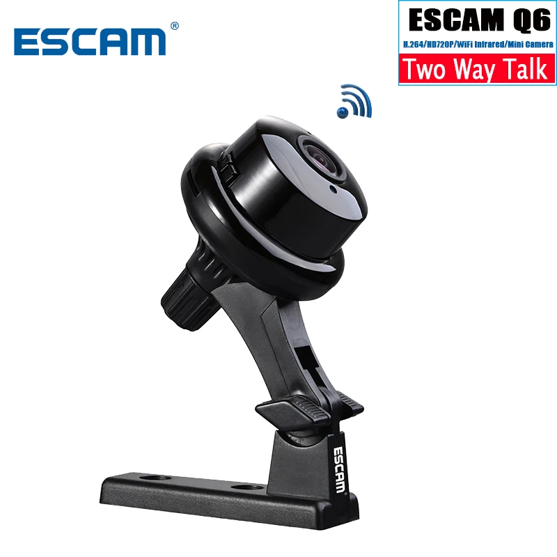 

ESCAM Q6 1.0MP 720P IP Camera Wi-fi Button Mini Wireless Camera Wifi Two-way voice Indoor IR-CUT Night Vision CCTV Home Security