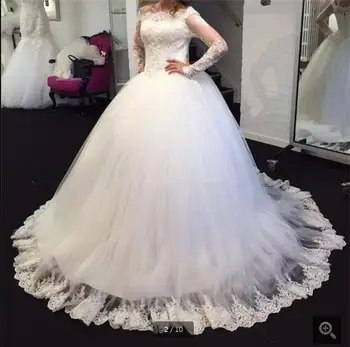 vestido de noiva Long Sleeve Ball Gown 2016 wedding dress New White Beaded Lace Tulle Wedding Dress Bridal Gown robe de mariage
vestido de noiva Long Sleeve Ball Gown 2016 wedding dress New White Beaded Lace Tulle Wedding Dress Bridal Gown robe de mariage