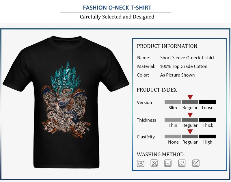 Crewneck Super Blue Kamehameha Cotton Fabric Men's T Shirt Design Short Sleeve Tees Fashion Printed Clothing Shirt Super Blue Kamehameha