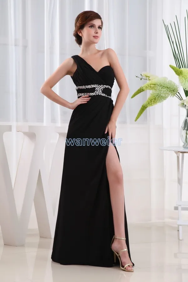 

free shipping 2014 new design graduation zuhair murad hot seller sexy pretty maxi dress long Side of the split black prom dress