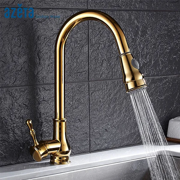 Azeta Arch Shape Kitchen Faucet Golden Pull Out 360 Degree Swivel Spout Cold and Hot Water Kitchen Sink Tap Torneira MK8208G
Azeta Arch Shape Kitchen Faucet Golden Pull Out 360 Degree Swivel Spout Cold and Hot Water Kitchen Sink Tap Torneira MK8208G