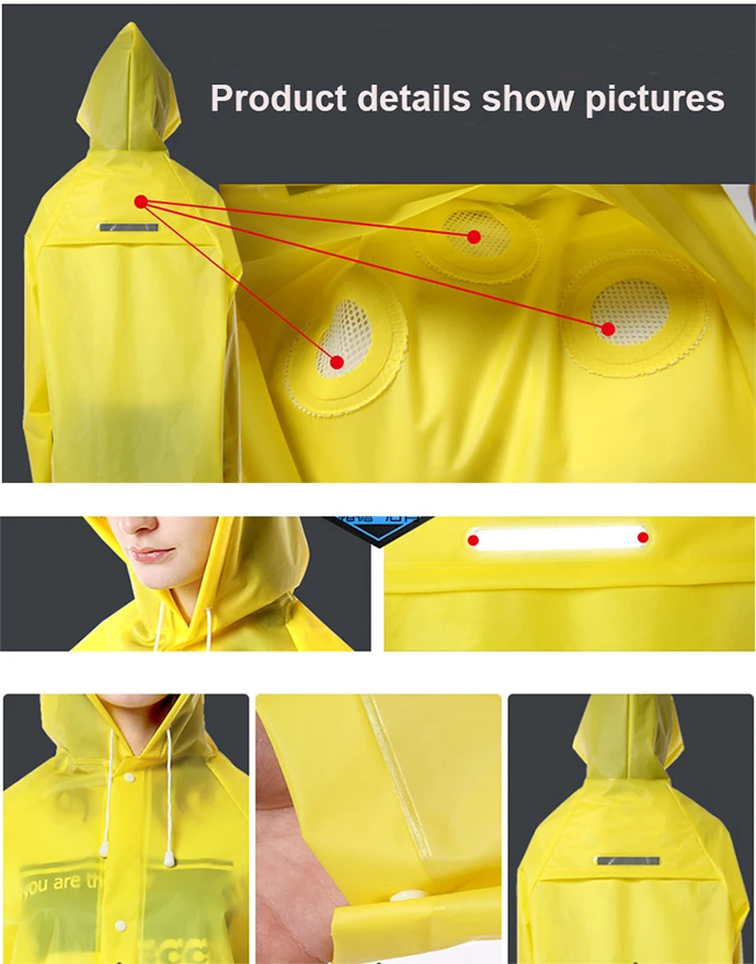 3.High quality Fashion soft Raincoats Reflective Strip Rain Coat With Breathable Mesh Outdoors Rainwear Hooded Woman And Man Universal Rain coats for Adult