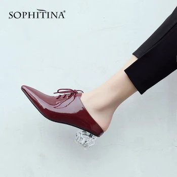 SOPHITINA Strange Style Heel Slippers High Quality Genuine Leather Solid New Women's Shoes Fashion Pointed Toe Slippers SO29 
SOPHITINA Strange Style Heel Slippers High Quality Genuine Leather Solid New Women's Shoes Fashion Pointed Toe Slippers SO29