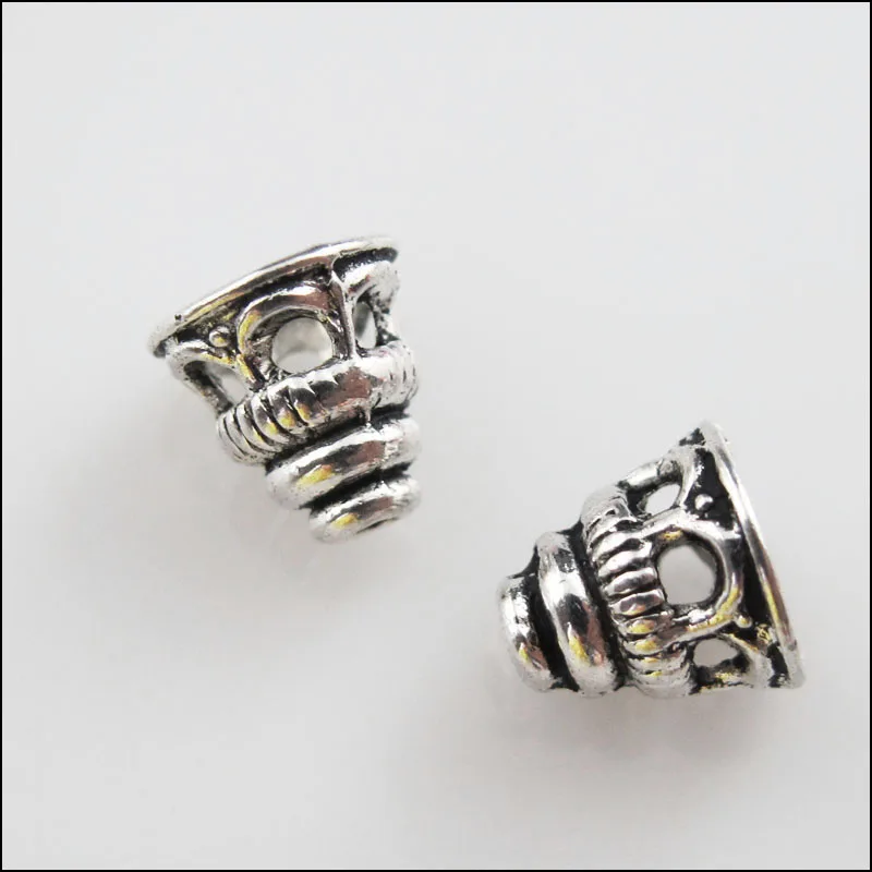 30Pcs Tibetan Silver Heart Flower End Bead Caps Connectors 8mm