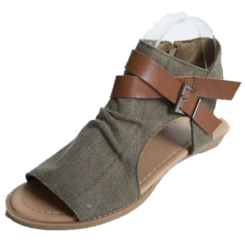2018 Womens Summer Sandals Canvas Peep Toe Shoes Open Toe Lace-up Buckles Flats Beach Casual Zipper Flip Flops
2018 Womens Summer Sandals Canvas Peep Toe Shoes Open Toe Lace-up Buckles Flats Beach Casual Zipper Flip Flops