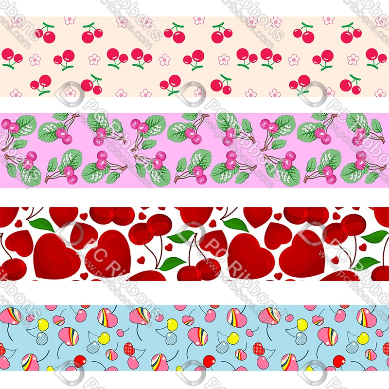 

New design Cherry printed grosgrain ribbon 50 yards gift wrapping diy bows christmas wedding derections ribbons