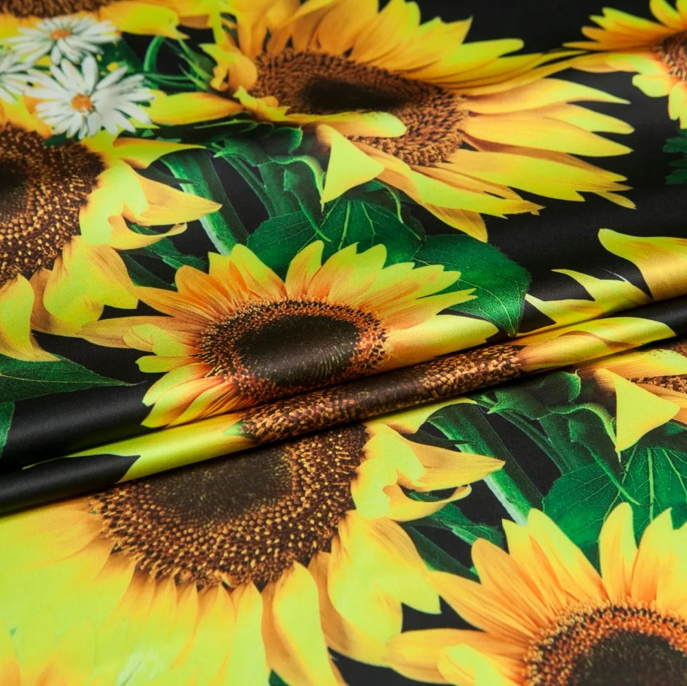 Yellow Sunflower Printed Faux Silk Satin Fabric,Black Heavy Chiffon,Smooth,Drape,Sewing,Dress,shirt,Home Decor,Craft By The Yard
Yellow Sunflower Printed Faux Silk Satin Fabric,Black Heavy Chiffon,Smooth,Drape,Sewing,Dress,shirt,Home Decor,Craft By The Yard