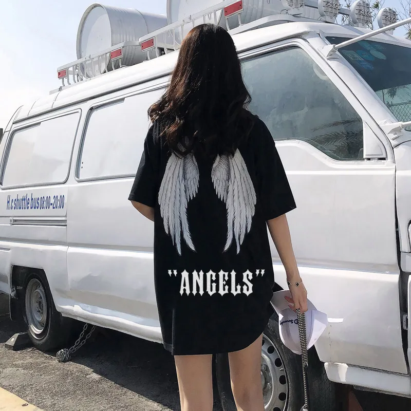 2019 Summer Angel Wings Pattern T Shirt Women BF Style Loose Short Sleeve Letter Harajuku Friends T-shirt Ladies Tops
2019 Summer Angel Wings Pattern T Shirt Women BF Style Loose Short Sleeve Letter Harajuku Friends T-shirt Ladies Tops