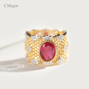 CMajor S925 Silver Jewelry red corundum Crown Hollow Flower Forefingers Rings For Women
CMajor S925 Silver Jewelry red corundum Crown Hollow Flower Forefingers Rings For Women