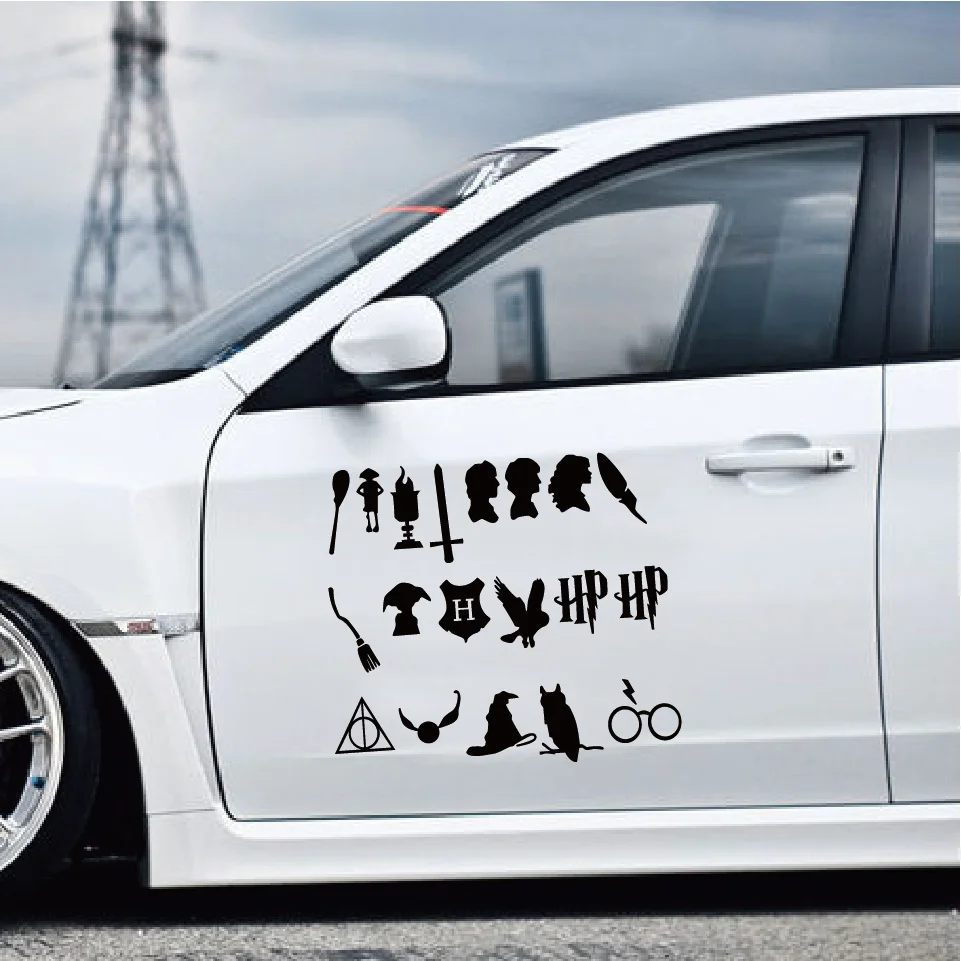 19 Pcs / Set Harry Potter Vinyl Car Sticker Funny Cartoon Car Decal for