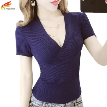 11 Colors Body Shirt Women 2017 Summer New Arrival Short Sleeve Knitted Blouses For Women V Neck Sexy Woman Top Femme Hot Sale 
11 Colors Body Shirt Women 2017 Summer New Arrival Short Sleeve Knitted Blouses For Women V Neck Sexy Woman Top Femme Hot Sale