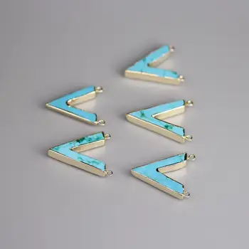 Double Bail "V" Shape Raw Turquoises Pendant Connectors,5pcs/lot,Golden Plated Natural Blue Howlite Charms Jewelry Making
Double Bail "V" Shape Raw Turquoises Pendant Connectors,5pcs/lot,Golden Plated Natural Blue Howlite Charms Jewelry Making