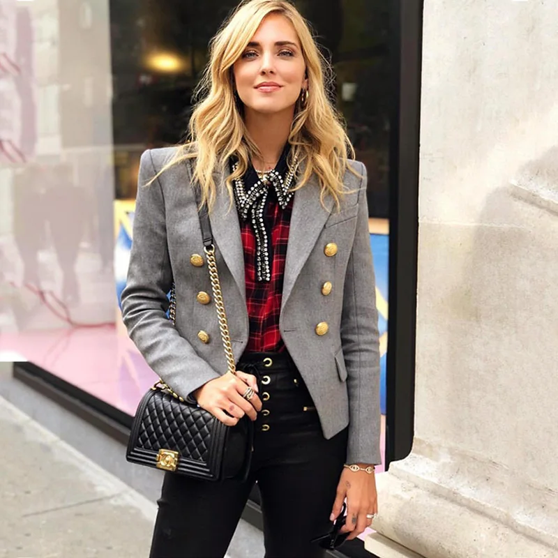 New Arrival Solid Color European Designer High Street Women Jacket All-match Grey Runway Blazer High Quality
New Arrival Solid Color European Designer High Street Women Jacket All-match Grey Runway Blazer High Quality