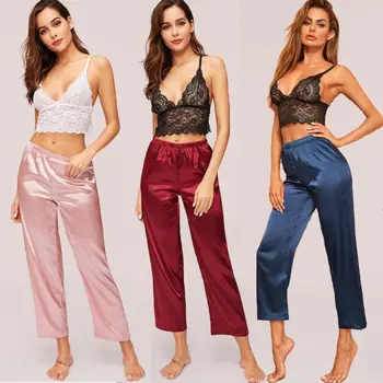 Sexy Solid Color Womens Silk Satin Pajamas Set Sleepwear&Robes Lace Bra & Satin Pants Babydoll
Sexy Solid Color Womens Silk Satin Pajamas Set Sleepwear&Robes Lace Bra & Satin Pants Babydoll