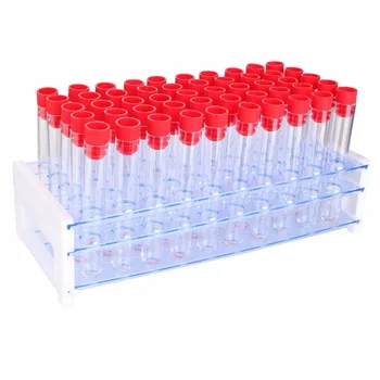 13x100mm Plastic Test Tube Set With Caps And Rack 4-Inch 7ml 50 tubes Clear Like Glass --Single
13x100mm Plastic Test Tube Set With Caps And Rack 4-Inch 7ml 50 tubes Clear Like Glass --Single