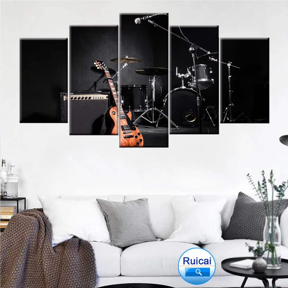 5 pieces music guitar drum music band painting poster canvas modular wall art living room bedroom home decoration frame
5 pieces music guitar drum music band painting poster canvas modular wall art living room bedroom home decoration frame