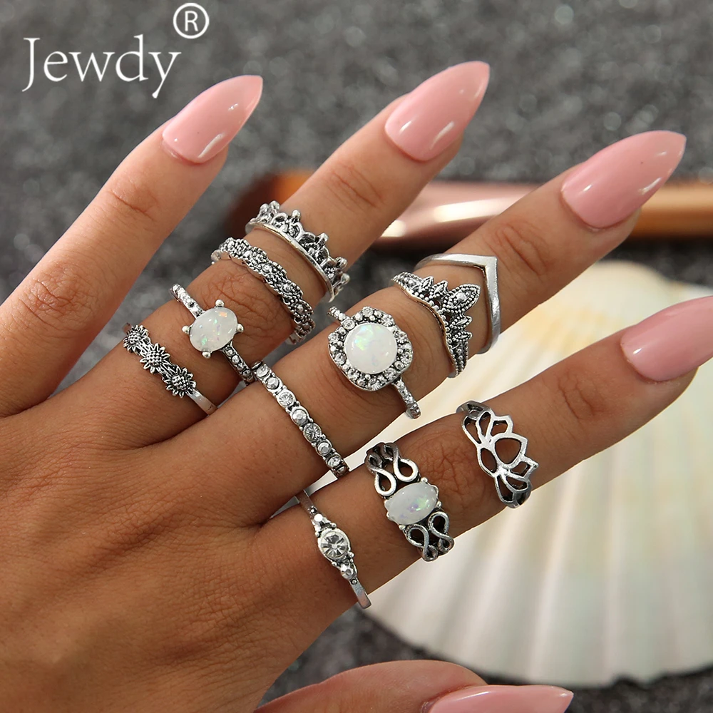 11 PCS/Set Vintage Knuckle Opal Rings for Women Boho Geometric Flower Crystal Ring Set Bohemian Midi Finger Jewelry Bague Femme
11 PCS/Set Vintage Knuckle Opal Rings for Women Boho Geometric Flower Crystal Ring Set Bohemian Midi Finger Jewelry Bague Femme