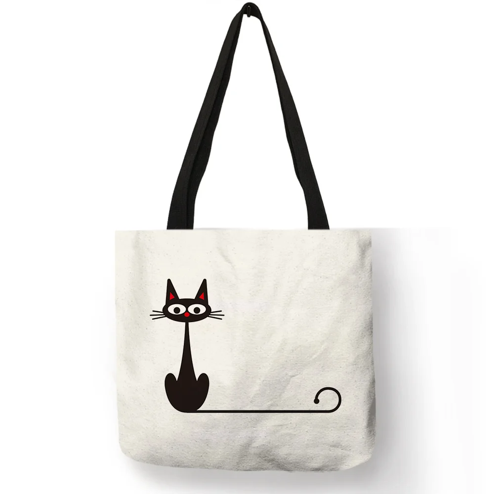 Funny Naughty Black Cartoon Cat Printing Shopper Tote Bag Large Capacity Durable Handbag Double Side Print Handmade Shoulder Bag
Funny Naughty Black Cartoon Cat Printing Shopper Tote Bag Large Capacity Durable Handbag Double Side Print Handmade Shoulder Bag