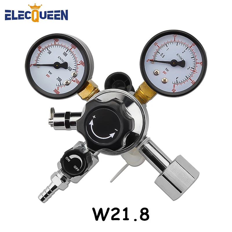 CO2 Regulator, Keg Beer Regulator W21.8 Inlet, with 5/16'' Barbed Switch & Pressure Relief Valve for Gas 0-3000 PSI (Dual Gauge)
CO2 Regulator, Keg Beer Regulator W21.8 Inlet, with 5/16'' Barbed Switch & Pressure Relief Valve for Gas 0-3000 PSI (Dual Gauge)