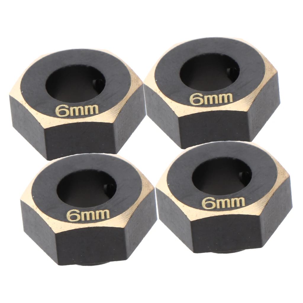 4Pcs Machined Brass 6mm Wheel Hex Hub Adapter for 1/10 Traxxas -4 Climbing Crawler RC Hobby Model Car