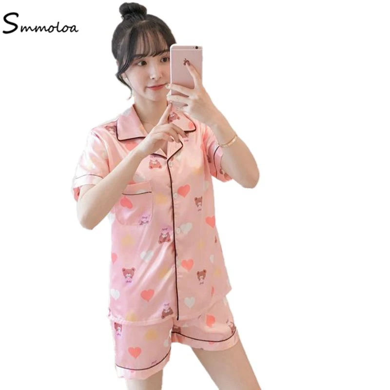 Smmoloa Silk Pijamas Set Women Summer Sleepwear Satin Silk Pajama Set Short Sleeve
Smmoloa Silk Pijamas Set Women Summer Sleepwear Satin Silk Pajama Set Short Sleeve