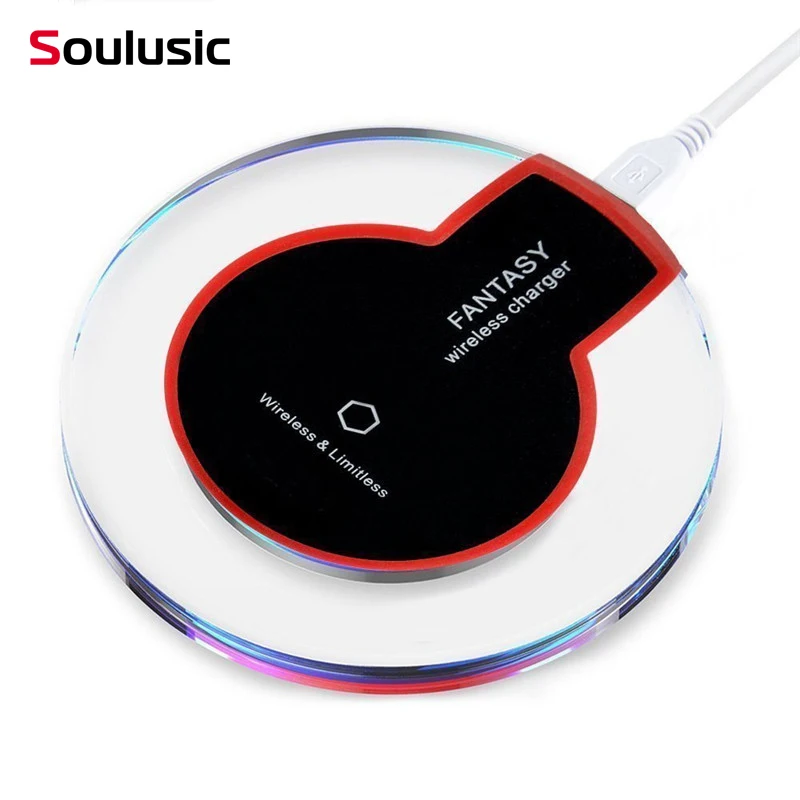 

Soulusic K9 Wireless Charger Ultra-Thin Crystal Round Wireless Charging for Samsung Galaxy S9 Note Edge iPhone Xiaomi Huawei