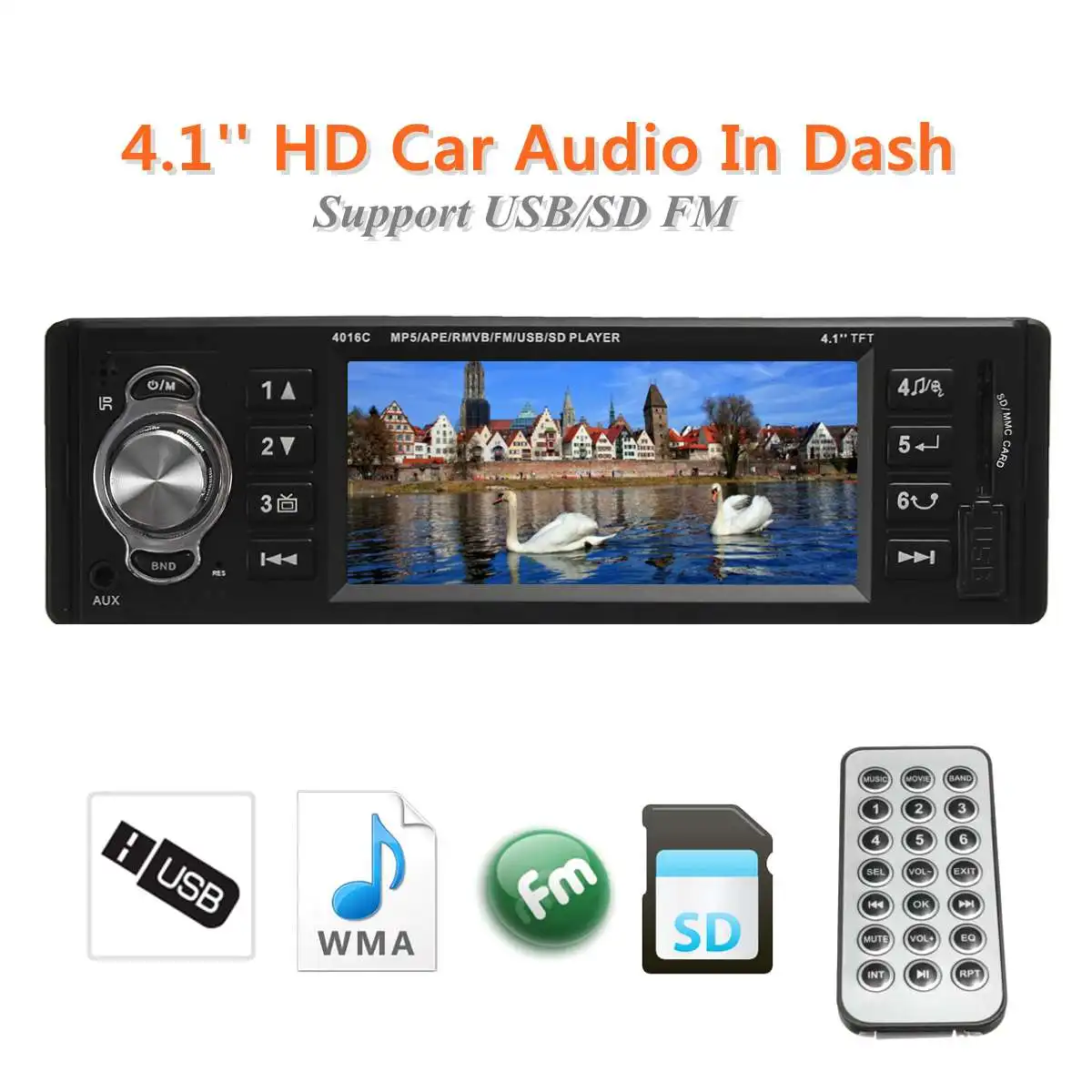 4016C 1Din Car Radio 4.1Inch bluetooth 1 Din Auto Audio Stereo Player FM Autoradio Support File Navigation Rear Camera Function
4016C 1Din Car Radio 4.1Inch bluetooth 1 Din Auto Audio Stereo Player FM Autoradio Support File Navigation Rear Camera Function