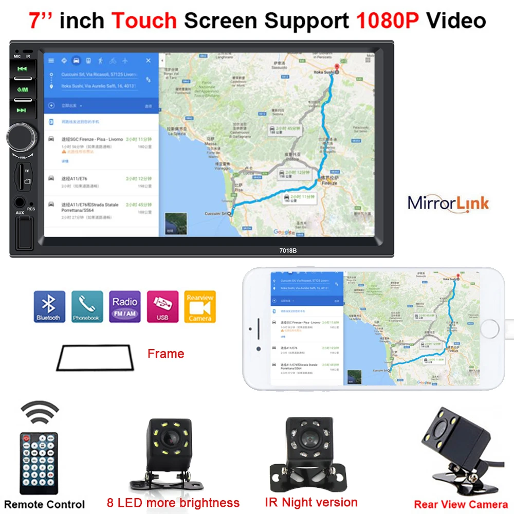 Central Multimedia Car MP5 Player 7" Touch Screen Autoradio with Bluetooth 2 Mirror Link Model USB TF FM Support Back up Camera
Central Multimedia Car MP5 Player 7" Touch Screen Autoradio with Bluetooth 2 Mirror Link Model USB TF FM Support Back up Camera