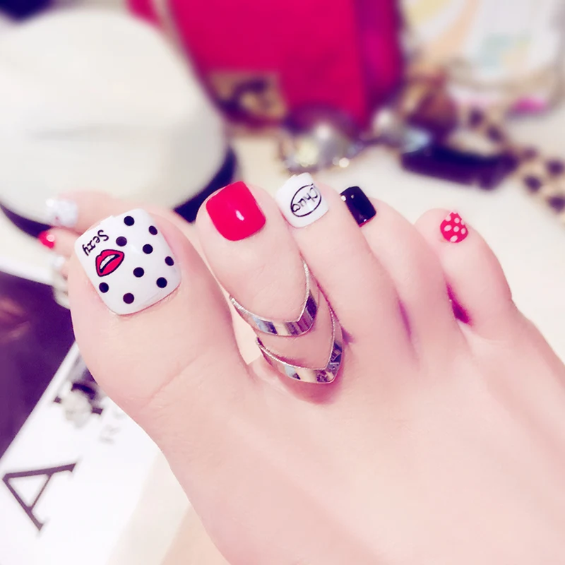 2019 New Toenail Black White Wave Point Big red Lip color Pattern Acrylic Toenail art tips J54
2019 New Toenail Black White Wave Point Big red Lip color Pattern Acrylic Toenail art tips J54