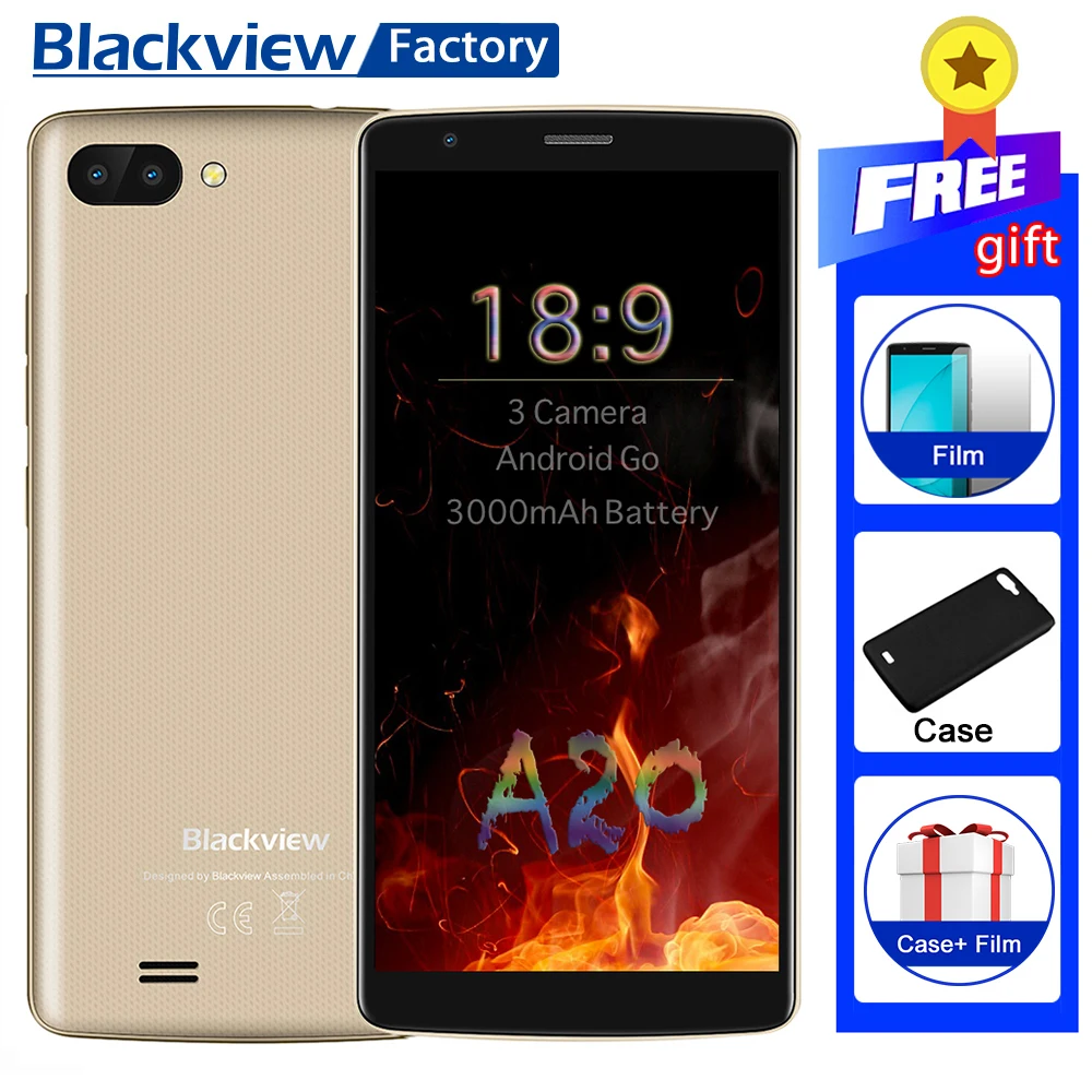 BLACKVIEW A20 mobile phone Android GO 18:9 5.5" IPS Dual Rear Camera Smartphone Quad core 3000mAh GPS 3G unlocked cell phone New
BLACKVIEW A20 mobile phone Android GO 18:9 5.5" IPS Dual Rear Camera Smartphone Quad core 3000mAh GPS 3G unlocked cell phone New