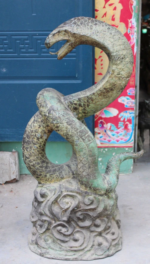 bir 003999 41" Huge Chinese Bronze Statue Phylactery Animal Snake Ophelia Snakes Serpent Sculpture | Дом и сад