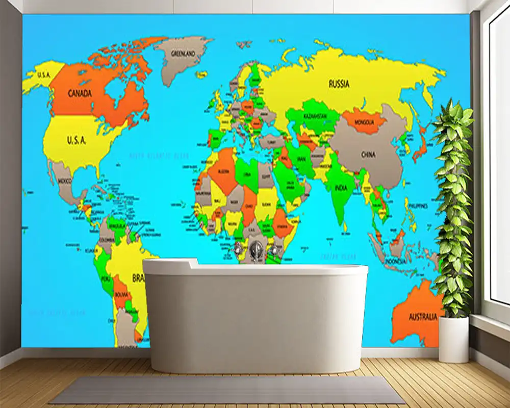 現代の壁紙 政治世界地図 子供の壁紙キッズルーム用のソファ背景壁pvcロールpapelデparede 壁紙世界 世界の壁紙現代の壁紙 Gooum
