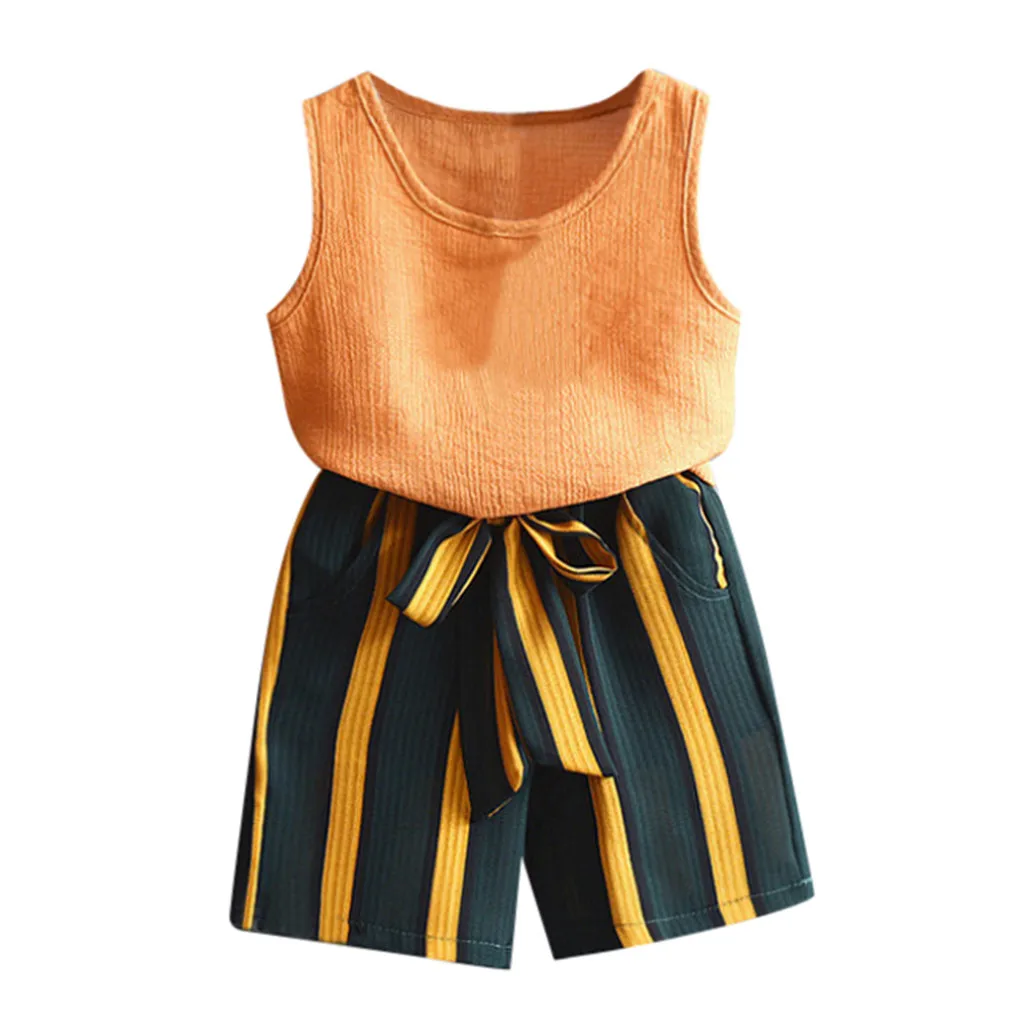 2Pcs Children Summer 2019 Kid Girls Clothes Fashion Solid Vest Top+Striped Shorts Girls Outfits Kids Clothing For Girls Sets
2Pcs Children Summer 2019 Kid Girls Clothes Fashion Solid Vest Top+Striped Shorts Girls Outfits Kids Clothing For Girls Sets