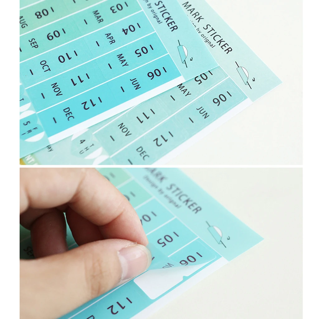 8 Sheets Mini Self Adhesive DIY Monthly Calendar Index Tabs Reminder Stickers for Diary Scrapbook Personal Planner Excellent