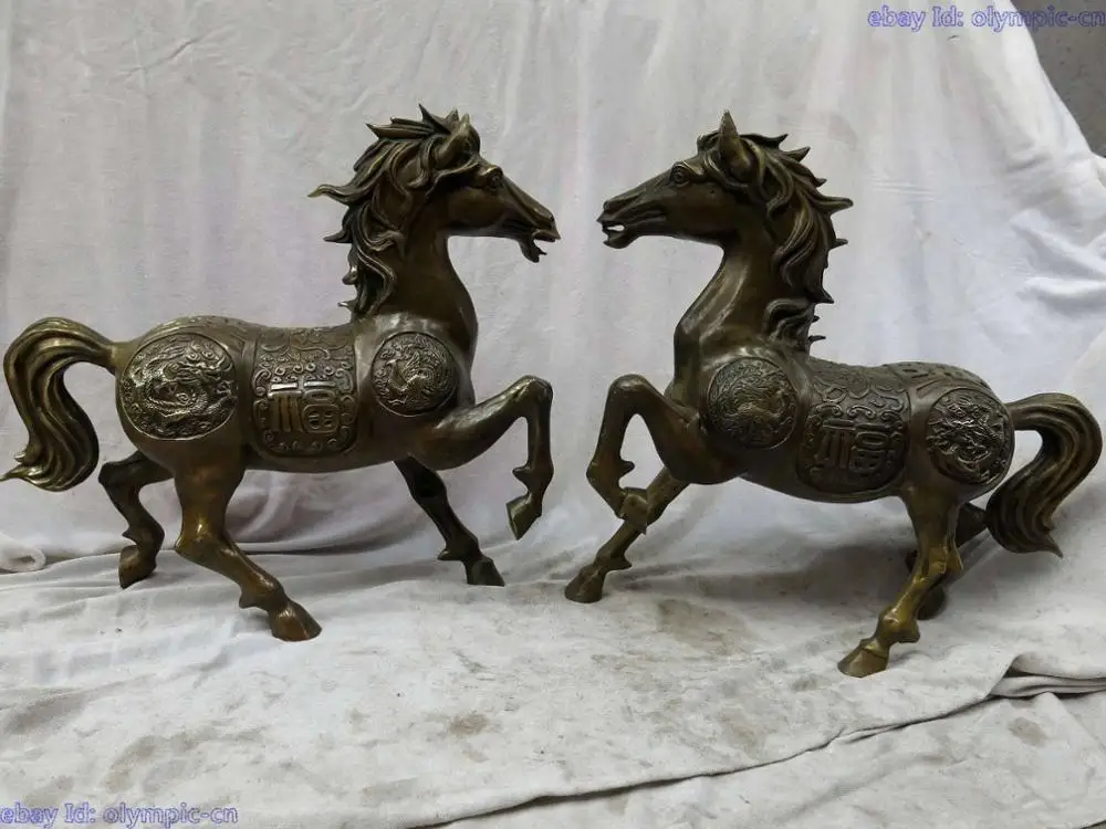 15" China brass copper blessing Dragon and phoenix horses pair Sculpture Statues A(0505)
15" China brass copper blessing Dragon and phoenix horses pair Sculpture Statues A(0505)