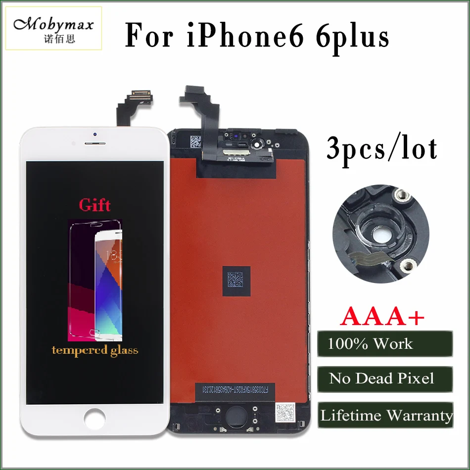 Mobymax AAA+ 3pcs lcd display for iphone 6 6p no dead pixel Assembly Replacement with Original Digitizer phone parts+Gift
Mobymax AAA+ 3pcs lcd display for iphone 6 6p no dead pixel Assembly Replacement with Original Digitizer phone parts+Gift