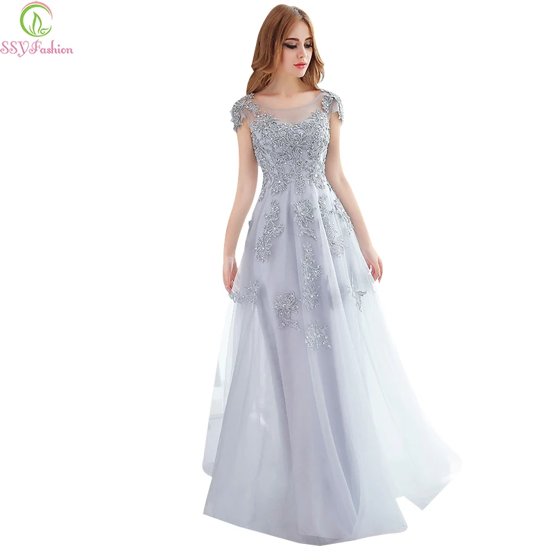 SSYFashion long evening dresses grey lace embroidery beading party gown bridal banquet elegant slim prom dress plus size
SSYFashion long evening dresses grey lace embroidery beading party gown bridal banquet elegant slim prom dress plus size