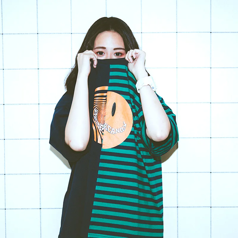 2019 Women Loose Casual Summer Oversize Tops & Tees Striped Smiley face ulzzang Print irregular Fashion Simple T-shirts
2019 Women Loose Casual Summer Oversize Tops & Tees Striped Smiley face ulzzang Print irregular Fashion Simple T-shirts