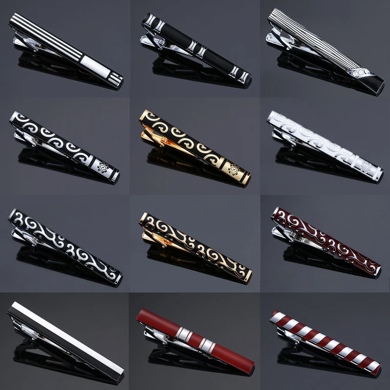 Rectangular blue crystal Silver stainless steel stylish collar tie clips pins