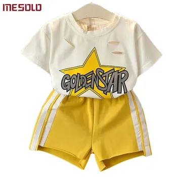 MESOLO 2019 summer new style Korean fashion leisure sports fashion set, girl's star girl suit E0613 B
MESOLO 2019 summer new style Korean fashion leisure sports fashion set, girl's star girl suit E0613 B